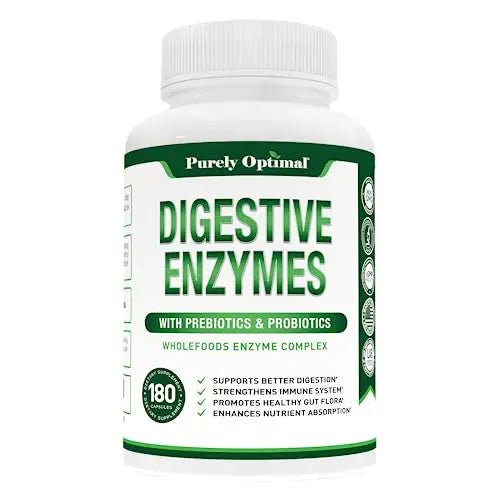 Purely Optimal Premium Digestive Enzymes Plus Prebiotics & Probiotics - for Better Digestio - TrustMedUSA