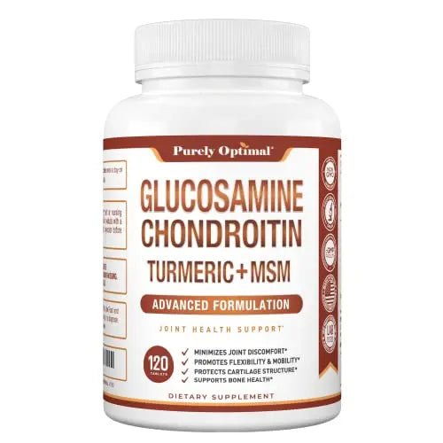 Purely Optimal Premium Glucosamine Chondroitin MSM Supplement Tablets w/Turmeric - TrustMedUSA