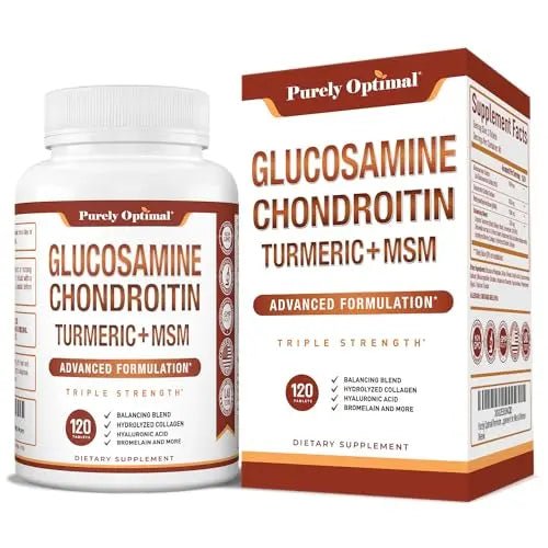 Purely Optimal Premium Glucosamine Chondroitin MSM Supplement Tablets w/Turmeric - TrustMedUSA