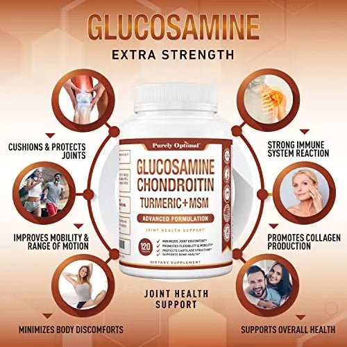 Purely Optimal Premium Glucosamine Chondroitin MSM Supplement Tablets w/Turmeric - TrustMedUSA