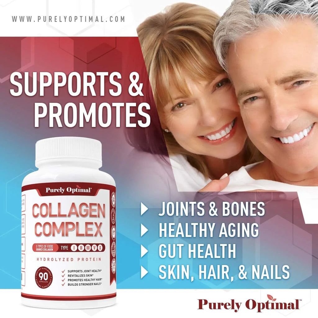Purely Optimal Premium Multi Collagen Peptides Capsules (Types I, II, III, V, X) - Hair - TrustMedUSA
