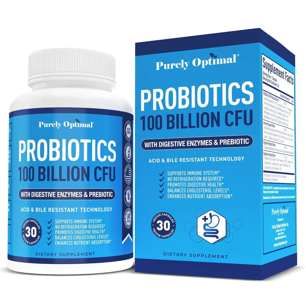 Purely Optimal Premium Probiotics 100 Billion CFU w/Digestive Enzymes - TrustMedUSA