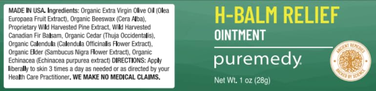 Puremedy - H-Relief Balm - All-Natural Salve for Bottom Lumps and Fissures, with Only Certified Organic or Wild Harvested Ingredients, 1 oz - TrustMedUSA