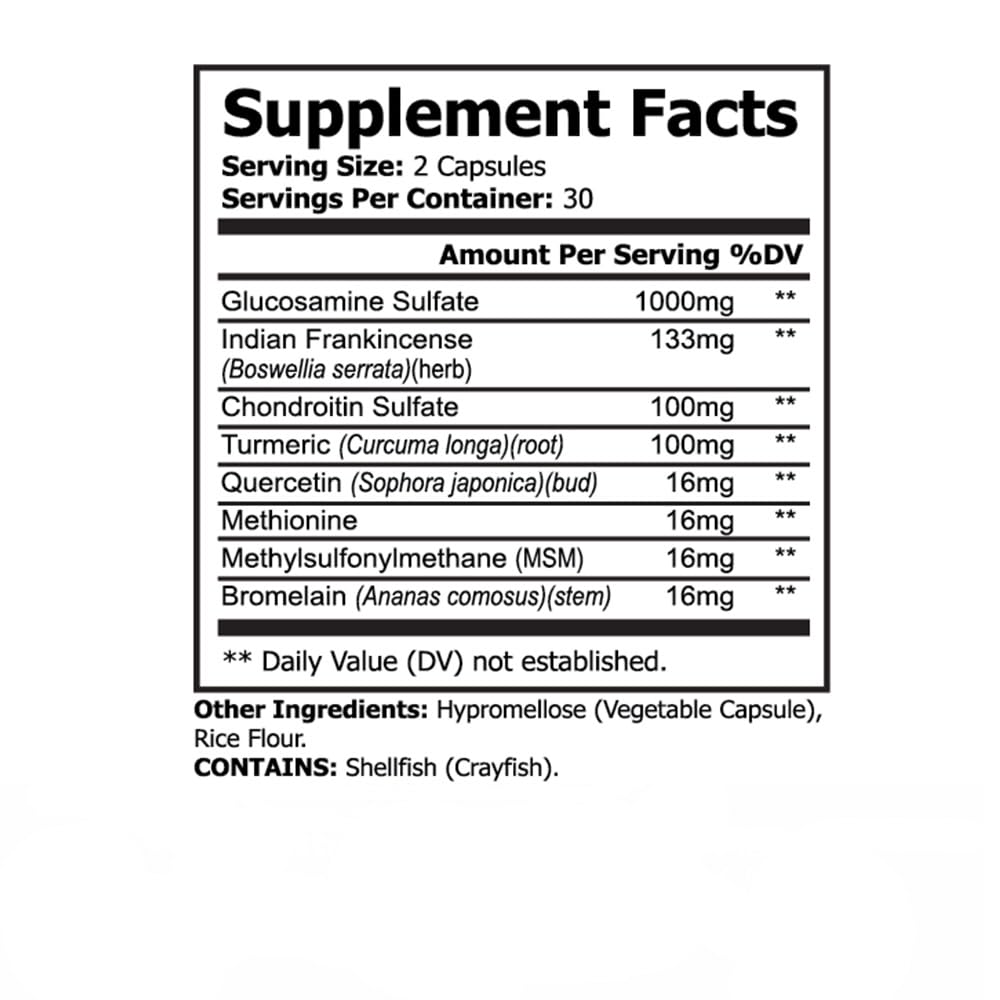 PureNature Joint Rest - Joint Support Supplement with Glucosamine, Chondroitin, Boswellia, MSM, Turmeric, Bromelain, – 60 Capsules - TrustMedUSA