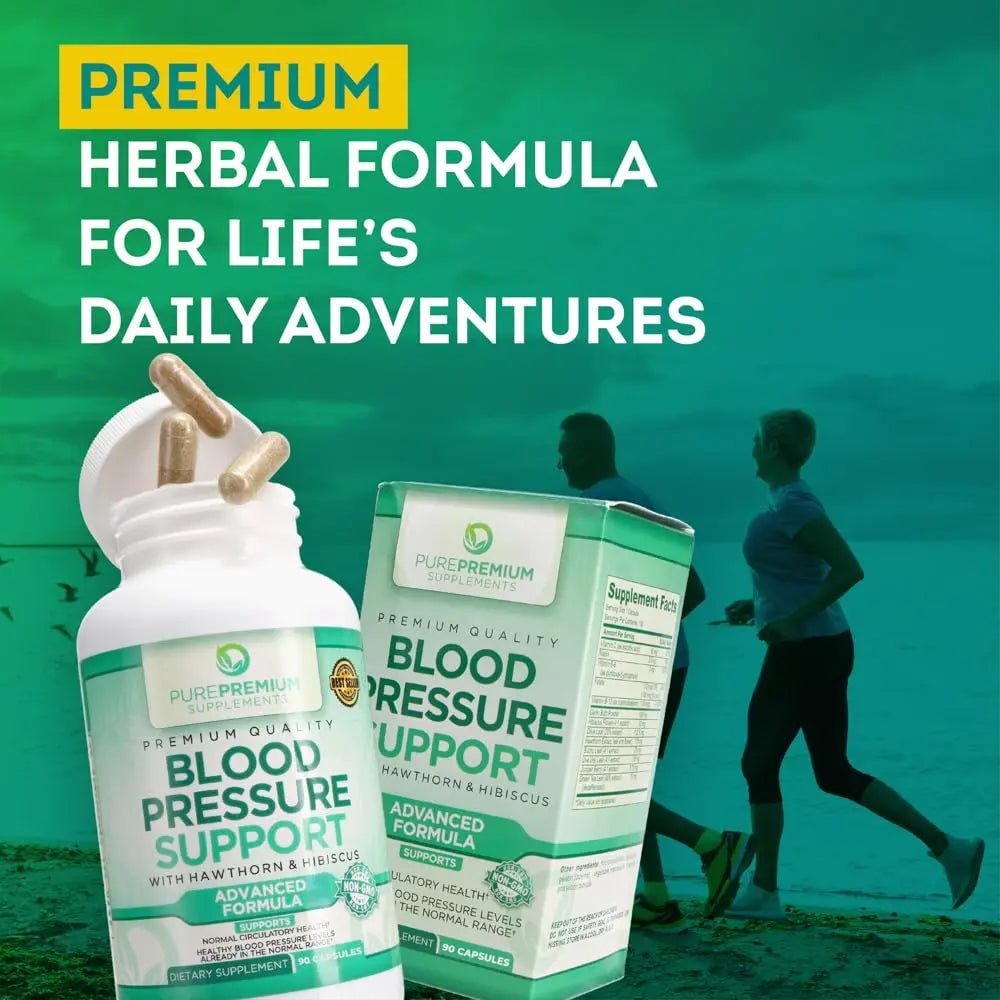 PurePremium Blood Pressure Support Supplement with Hawthorn, Hibiscus & Garlic - TrustMedUSA