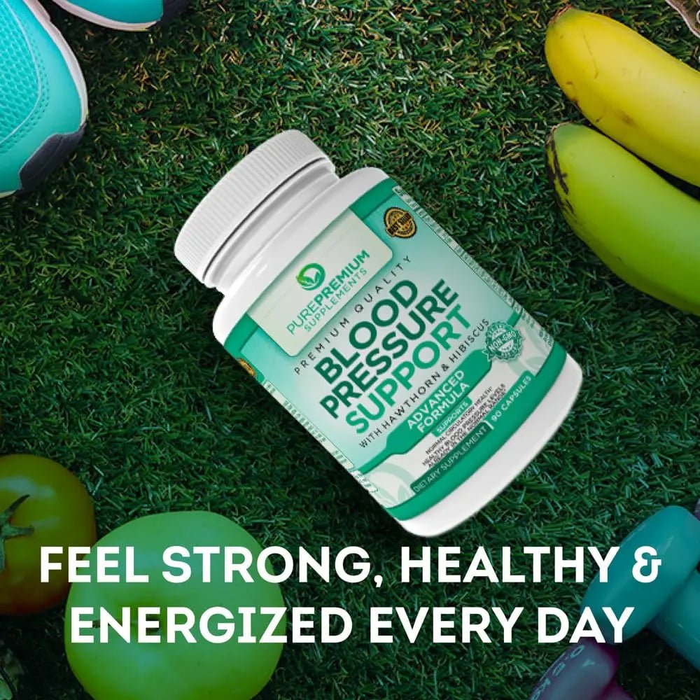 PurePremium Blood Pressure Support Supplement with Hawthorn, Hibiscus & Garlic - TrustMedUSA