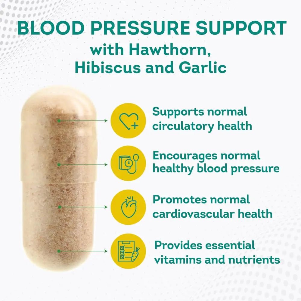 PurePremium Blood Pressure Support Supplement with Hawthorn, Hibiscus & Garlic - TrustMedUSA