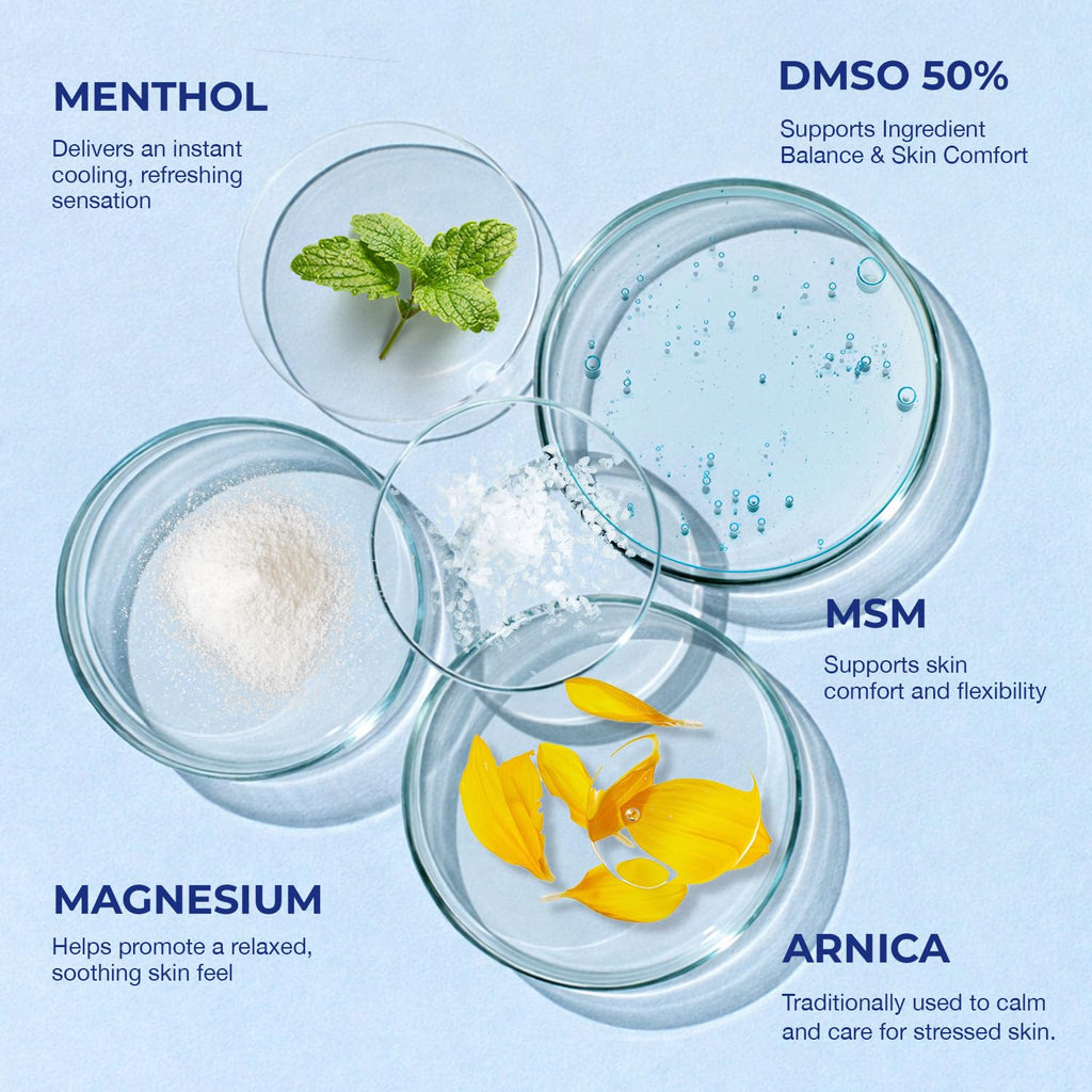 PURESKIN DMSO Relief Cream – Pharmaceutical Grade Fast-Absorbing Cooling Formula for Active Lifestyles – Lightweight Cream with Arnica, MSM, Magnesium, Menthol & Aloe, 4 oz - TrustMedUSA