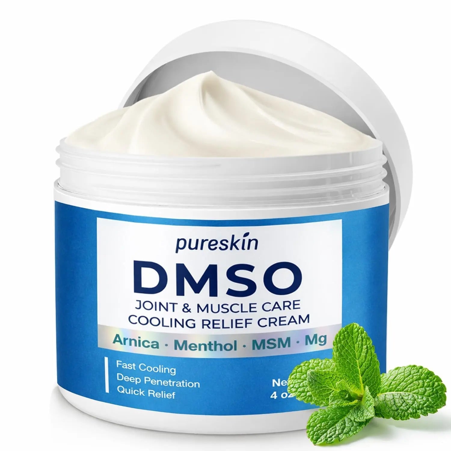PURESKIN DMSO Relief Cream – Pharmaceutical Grade Fast-Absorbing Cooling Formula for Active Lifestyles – Lightweight Cream with Arnica, MSM, Magnesium, Menthol & Aloe, 4 oz - TrustMedUSA