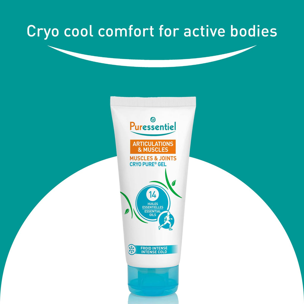 Puressentiel Muscles and Joints Cryo Pure Gel - Intense Cold Effect - Non-Sticky Formula with 14 Calming Essential Oils - Muscle Relaxer - 2.7 oz - TrustMedUSA