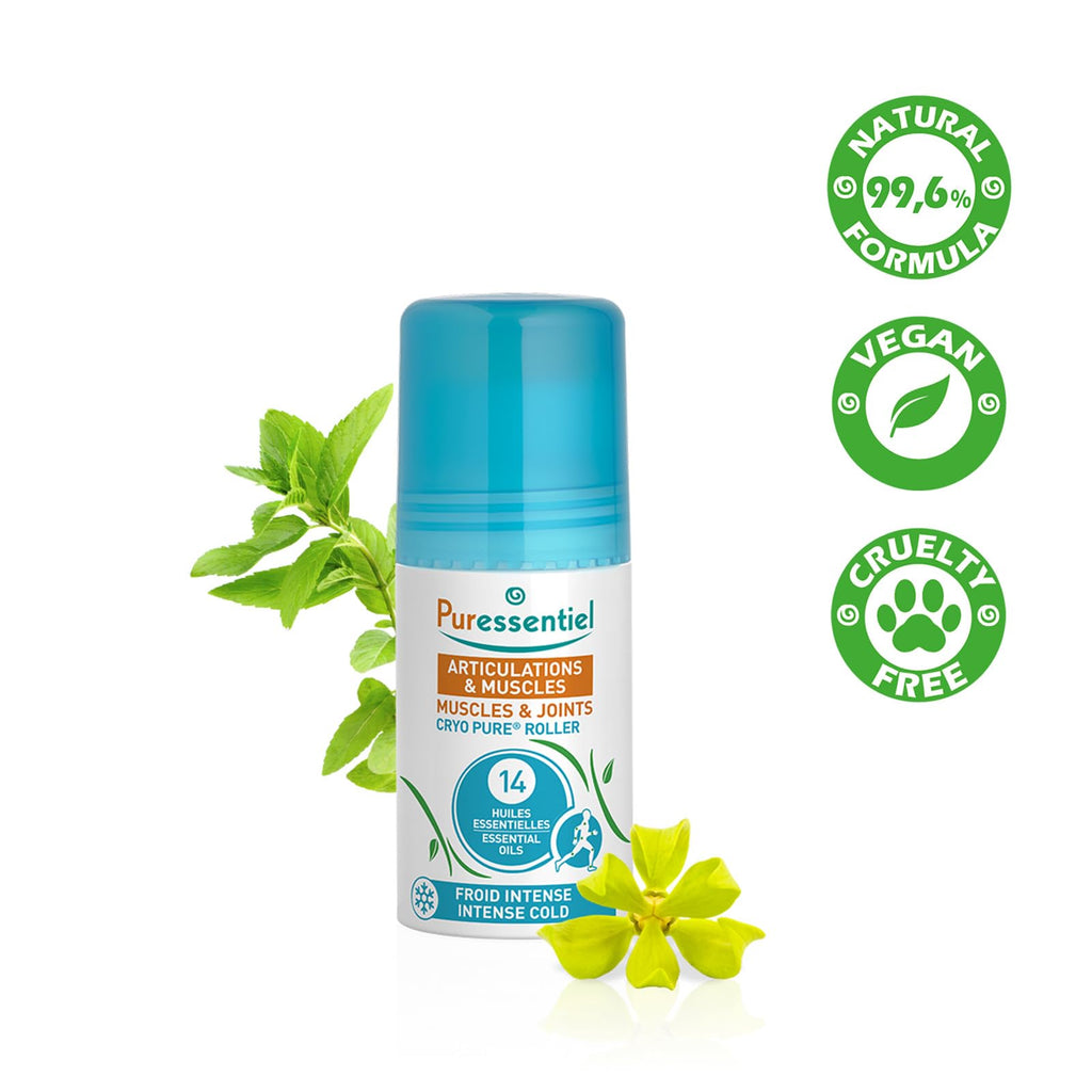 Puressentiel Muscles and Joints Cryo Pure Roller - Natural Menthol and Essential Oils Soothe Muscles - Long Lasting Cooling Sensation - 2.5 oz - TrustMedUSA