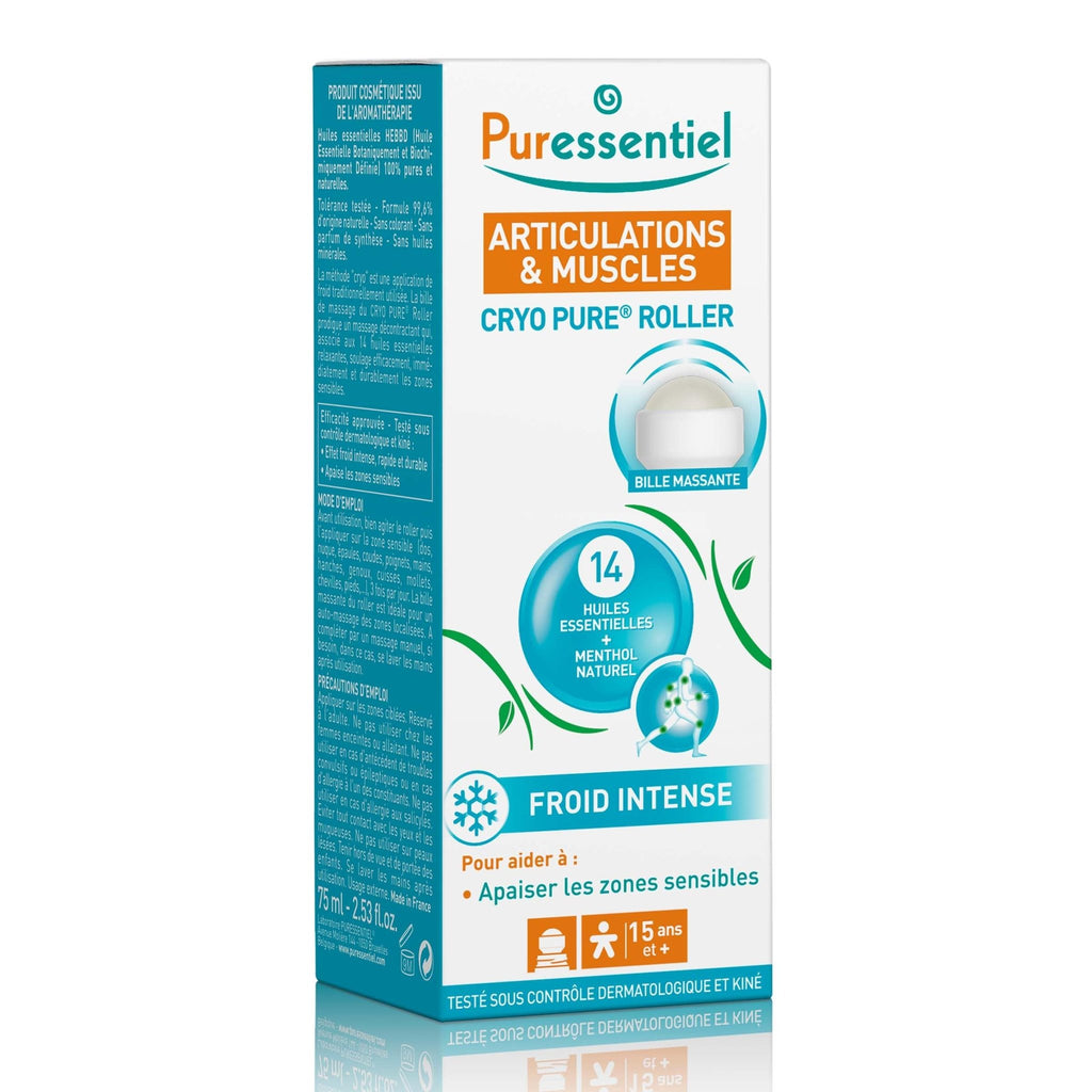 Puressentiel Muscles and Joints Cryo Pure Roller - Natural Menthol and Essential Oils Soothe Muscles - Long Lasting Cooling Sensation - 2.5 oz - TrustMedUSA