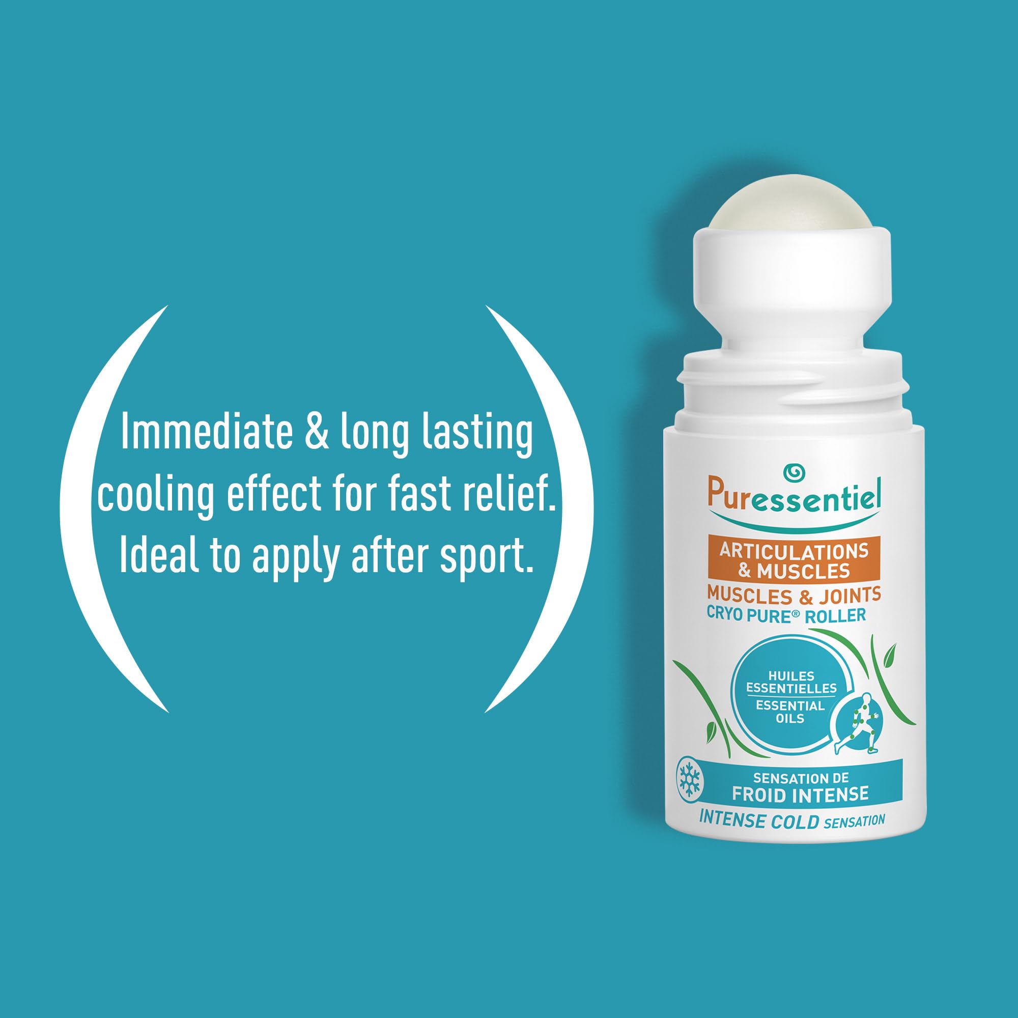 Puressentiel Muscles and Joints Cryo Pure Roller - Natural Menthol and Essential Oils Soothe Muscles - Long Lasting Cooling Sensation - 2.5 oz - TrustMedUSA