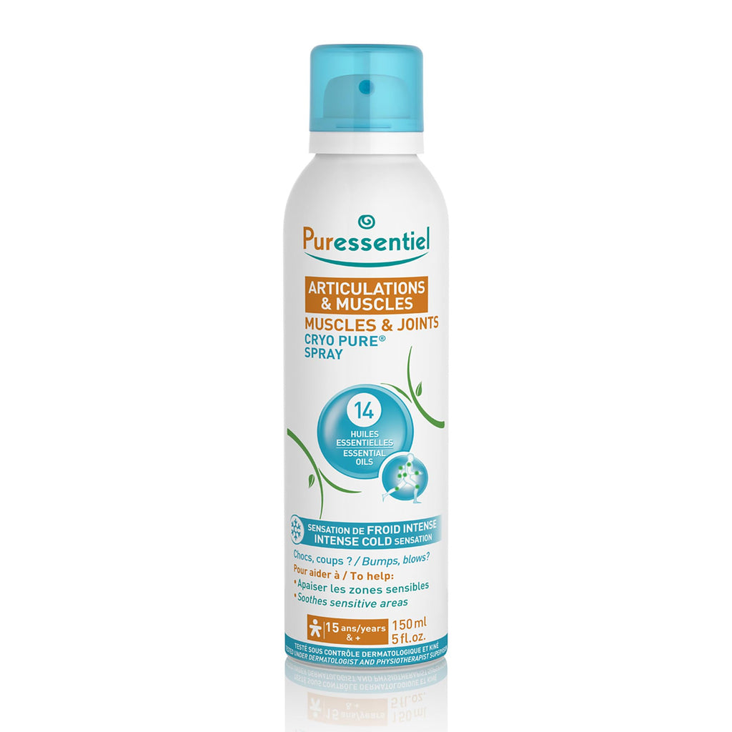 Puressentiel Muscles and Joints Cryo Pure Spray - Natural Menthol and Essential Oils Soothe Muscle Stiffness - Long Lasting Cooling Sensation - 5 oz - TrustMedUSA