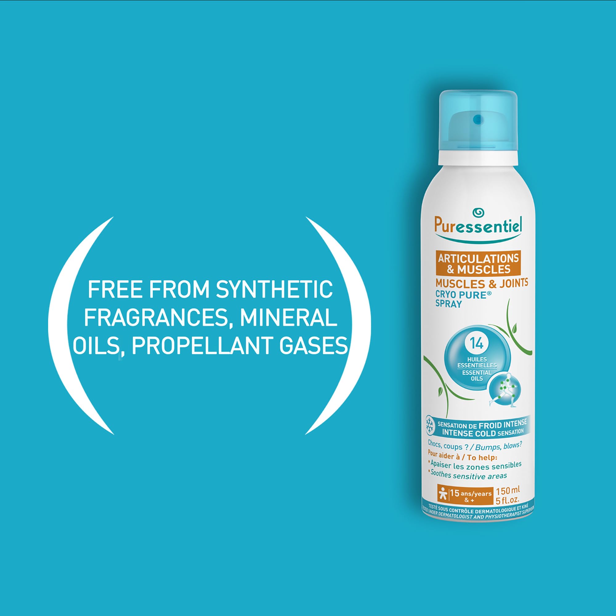 Puressentiel Muscles and Joints Cryo Pure Spray - Natural Menthol and Essential Oils Soothe Muscle Stiffness - Long Lasting Cooling Sensation - 5 oz - TrustMedUSA