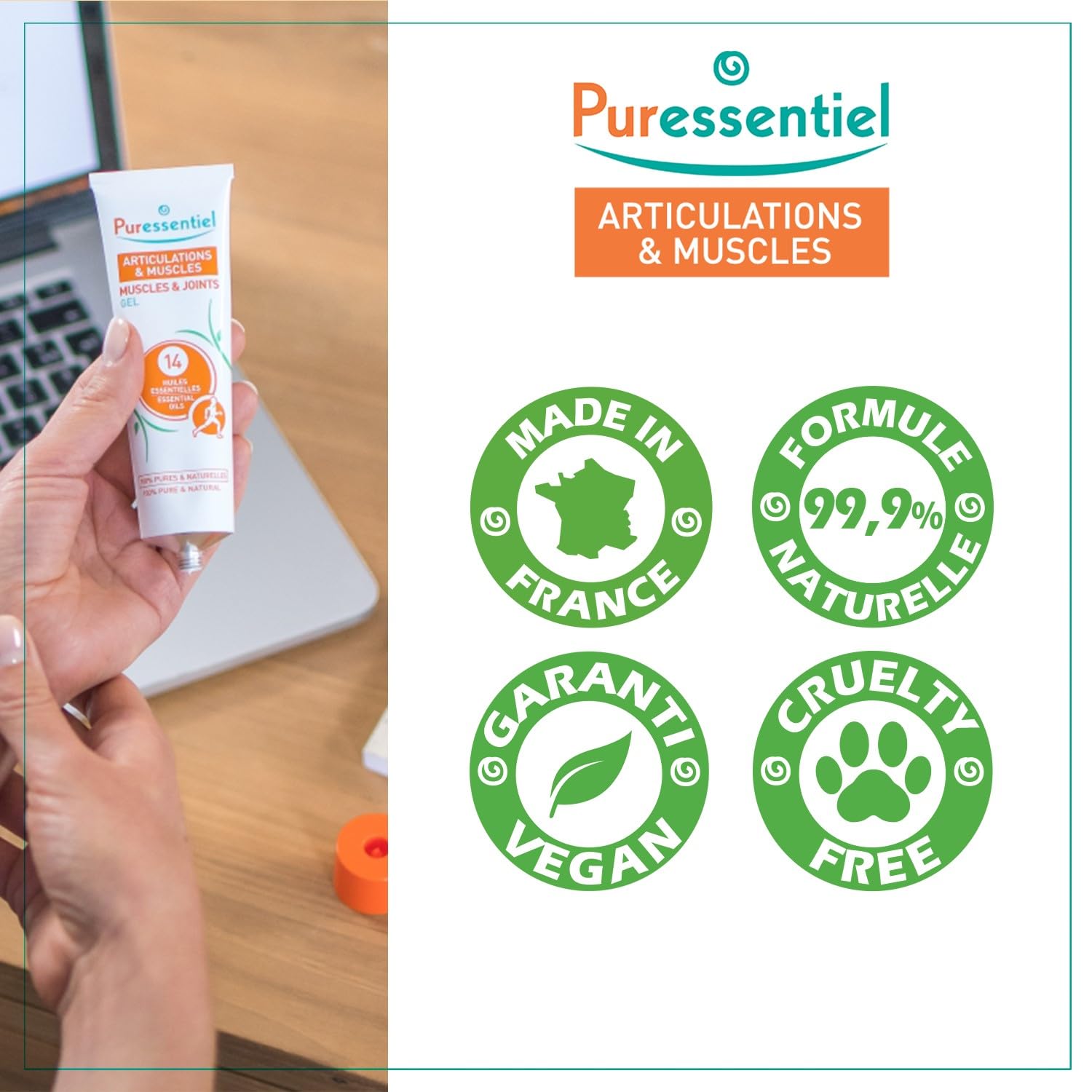 Puressentiel Muscles and Joints Gel - Soothing Gel for Muscle Relief and Knee Relief - Cooling Gel for Foot Relief - Back Gel - 2.02 oz - TrustMedUSA