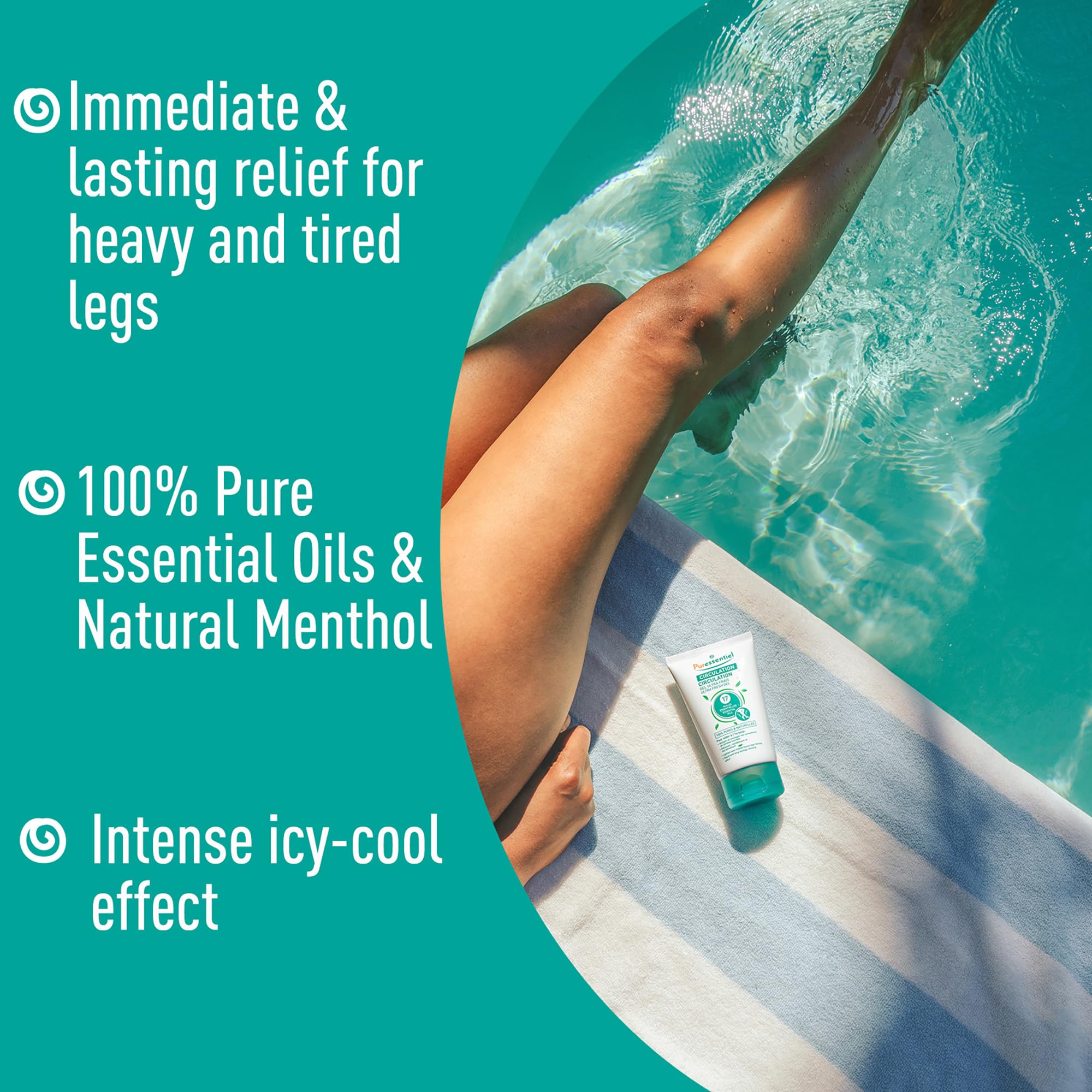 Puressentiel Soothing Gel for Tired Feet, Ankles, Legs - Aromatherapy Lotion with 17 Essential Oils for Body and Skin - Instant, Lasting Relief and Circulation - Natural and Alcohol Free - 4.22 oz - TrustMedUSA