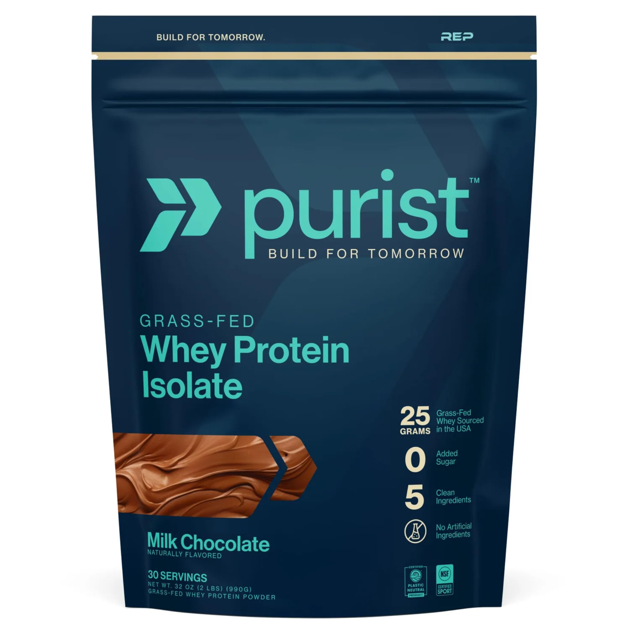 PURIST REP Whey Protein Powder, Premium Milk Chocolate Grassfed Isolate,Workout Recovery, Keto Friendly, Clean Nutrition Meal Replacement, Promotes Lean Muscle, Sugar and Gluten-Free Women Men, 2 Lb - Maple Wellness Supplements