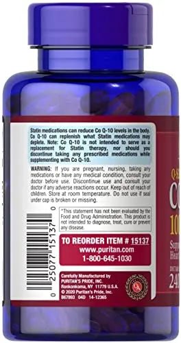 Puritan's Pride CoQ10 100mg, Supports Heart Health, 240 Rapid Release Softgels - TrustMedUSA