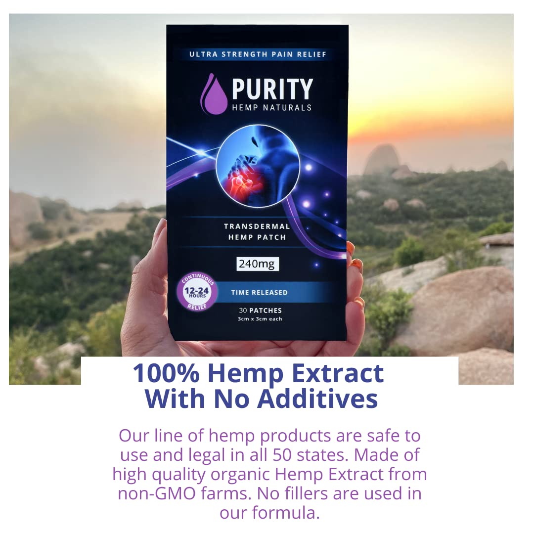 Purity Hemp Naturals Body Discomfort Patch 240 mg - 30 ct (8 mg ea.) Lasts 24 Hours. Sweat & Water Resistant. Convenient & Discreet. For Use On Any Part Of The Body. Plant-Based Extended-Release Patch - TrustMedUSA