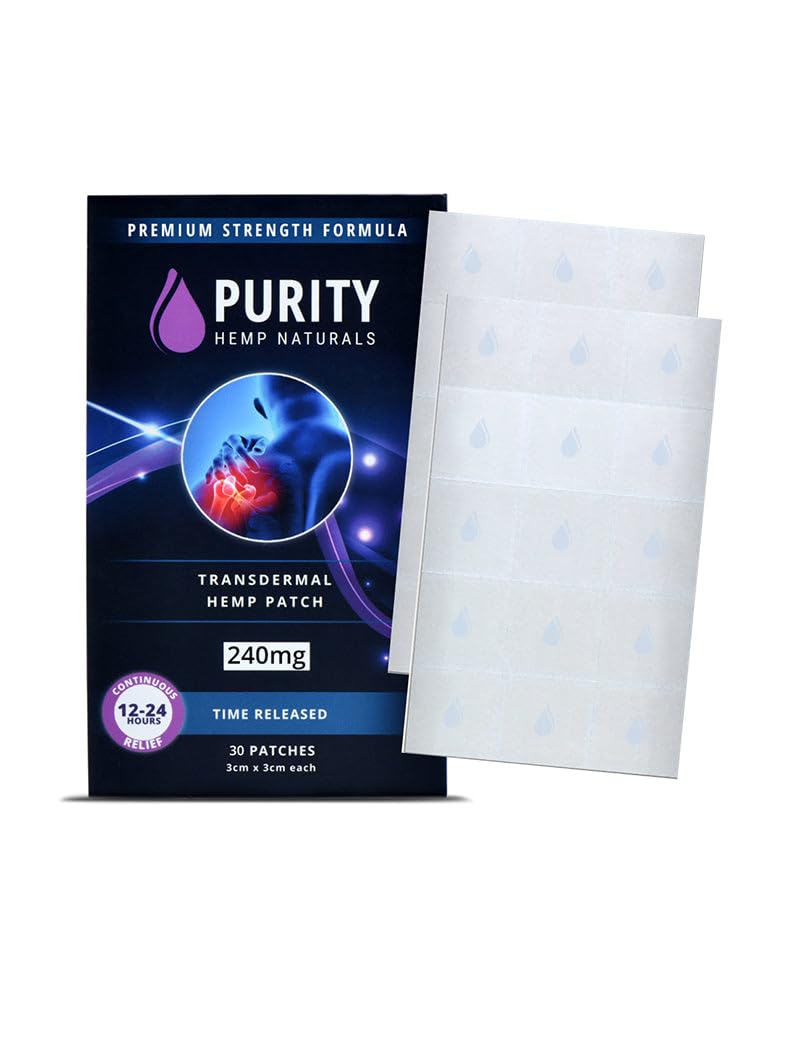 Purity Hemp Naturals Body Discomfort Patch 240 mg - 30 ct (8 mg ea.) Lasts 24 Hours. Sweat & Water Resistant. Convenient & Discreet. For Use On Any Part Of The Body. Plant-Based Extended-Release Patch - TrustMedUSA