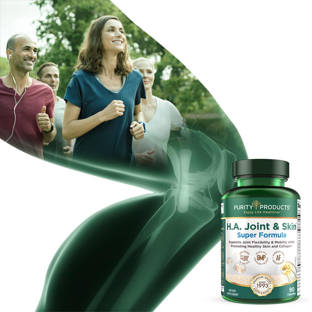 Purity Products H.A. Joint and Skin Super Formula Biocell Collagen w/Hyaluronic Acid Supports Healthy Joint Flexibility, Healthy Synovial Fluid, and Lubrication - 5-Loxin - 90 Capsules (1) - TrustMedUSA