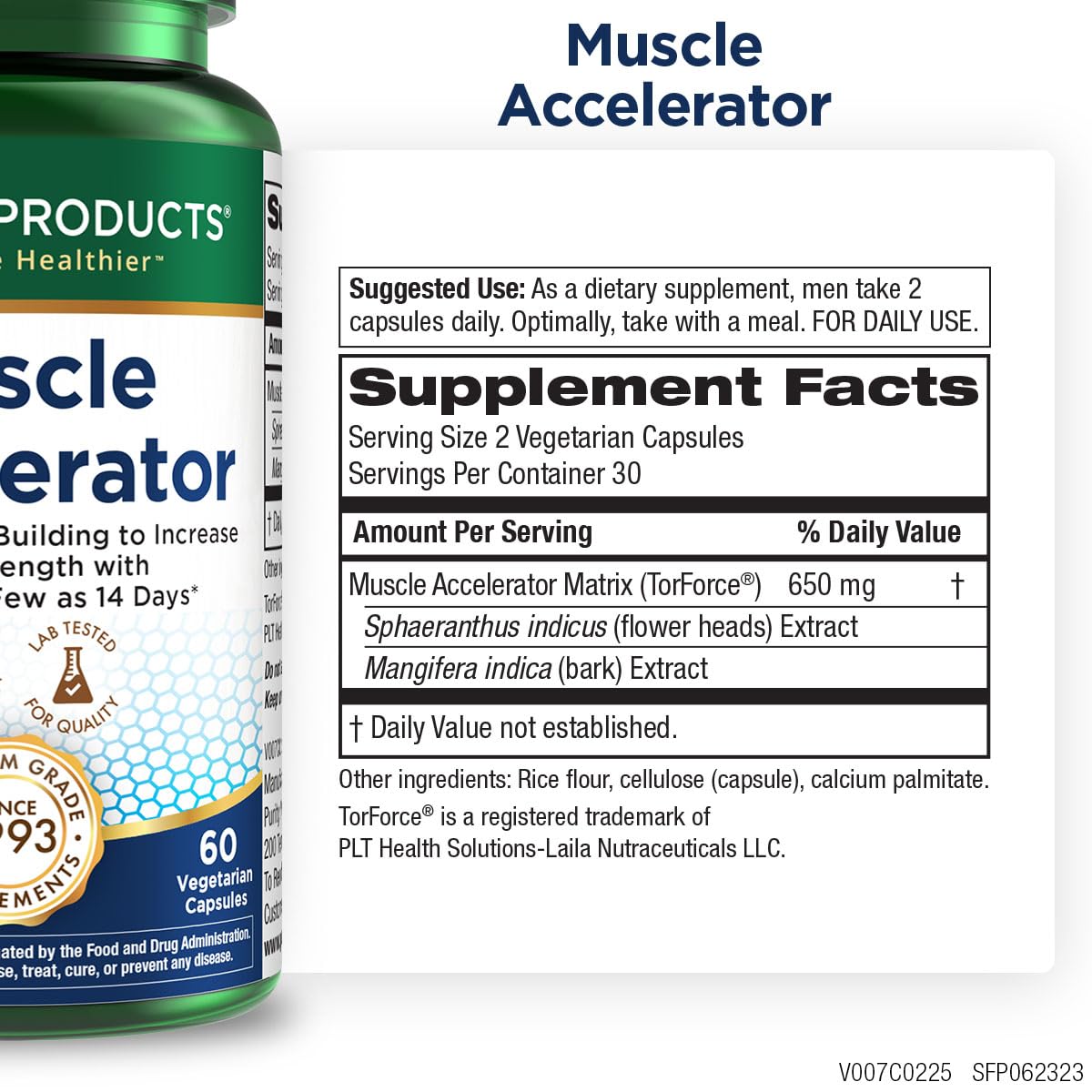 Purity Products Muscle Accelerator 650 mg Patented & Clinically Tested Muscle Accelerator Blend of Ayurvedic Herbal Extracts Promotes Strength, Endurance + Muscle Growth - 60 Veg Caps - TrustMedUSA