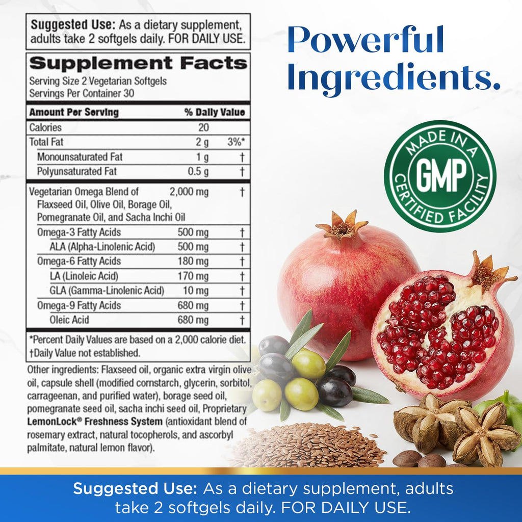 Purity Products Omega 3-6-9 Vegan and Vegetarian Formula - “5 in 1” Essential Fatty Acid Complex - Scientifically Formulated Plant-Based Omega 3 6 9 - TrustMedUSA
