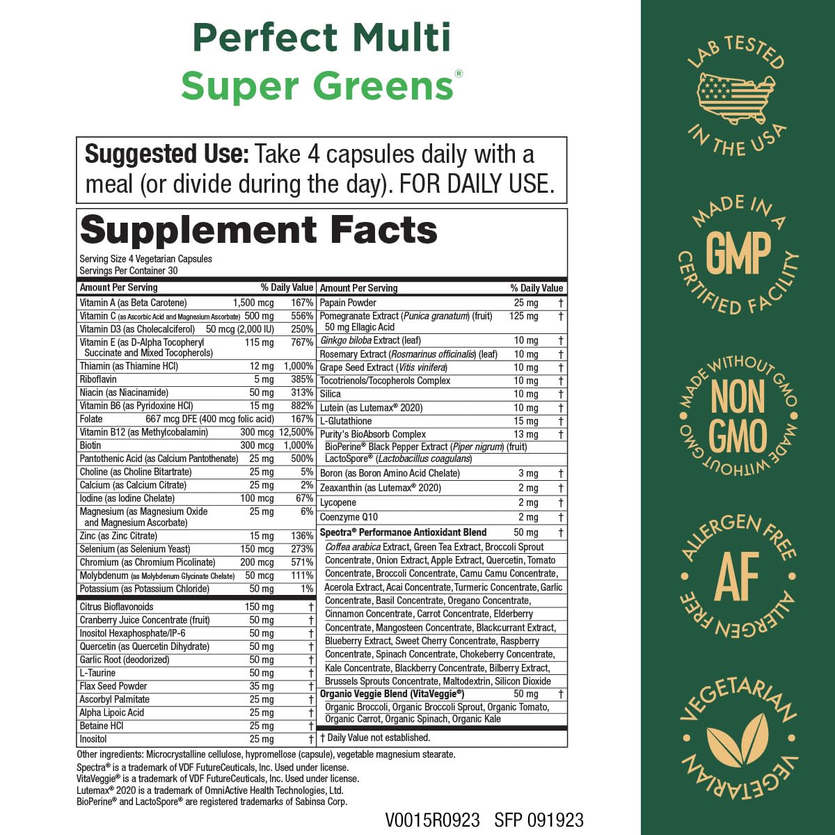 Purity Products Perfect Multi Super Greens Dietary Supplement Health Nutrition, 120 count - TrustMedUSA