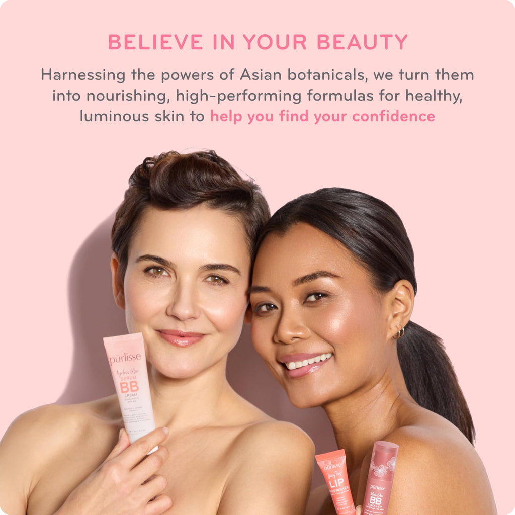 pūrlisse Perfect Glow BB Cream with SPF 30 - Matte Meets Dewy Finish - Enriched with Goji & Hawthorn Berry to Help Improve Skin Texture & Radiance - Medium Golden (1.4 oz) - TrustMedUSA