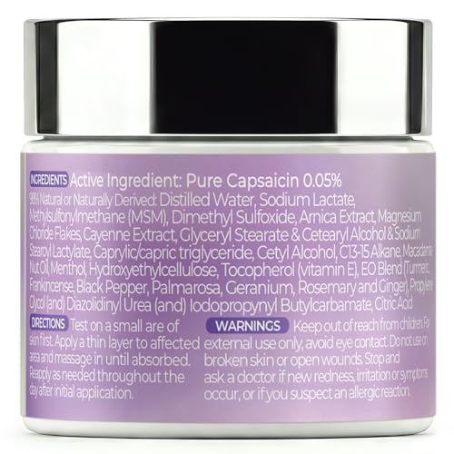 PURPLE CANYON All in One Magnesium Pain Cream – Natural Pain Relief Cream with Arnica, MSM & Capsaicin for Muscle & Joint Support – Fast-Absorbing, Non-Greasy Formula with Aloe Vera & Turmeric - TrustMedUSA