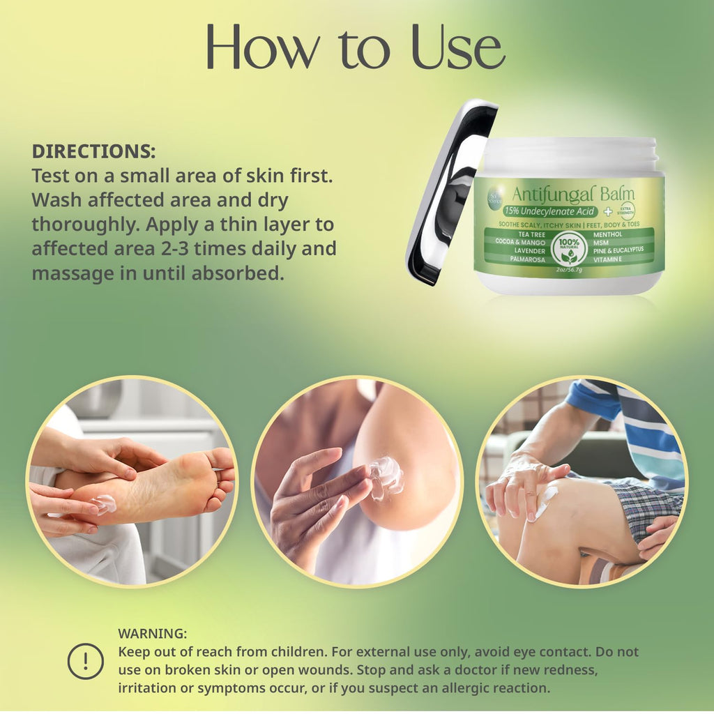 PURPLE CANYON Anti Fungal Balm with 15% Undecylenic Acid – Antifungal for Athletes Foot, Jock Itch & Ringworm – Tea Tree, Menthol & Essential Oils - TrustMedUSA