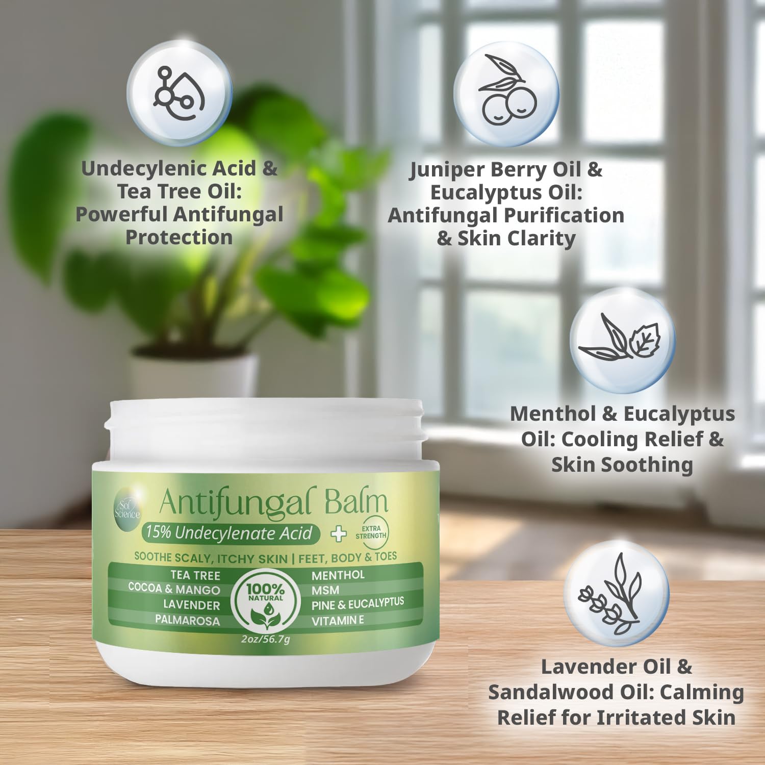 PURPLE CANYON Anti Fungal Balm with 15% Undecylenic Acid – Antifungal for Athletes Foot, Jock Itch & Ringworm – Tea Tree, Menthol & Essential Oils - TrustMedUSA