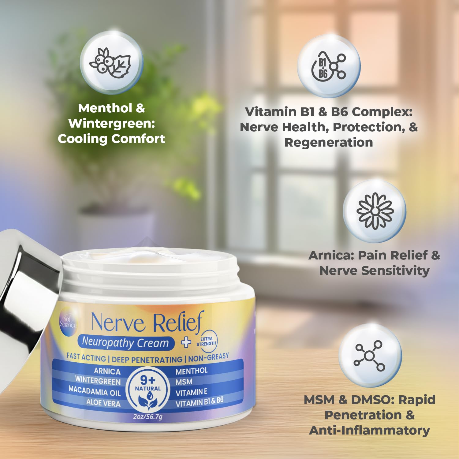 PURPLE CANYON Nerve Pain Relief Cream for Neuropathy – for Feet & Legs | MSM, Arnica, Alpha Lipoic Acid | Fast-Absorbing, Non-Greasy Formula | 2 oz - TrustMedUSA