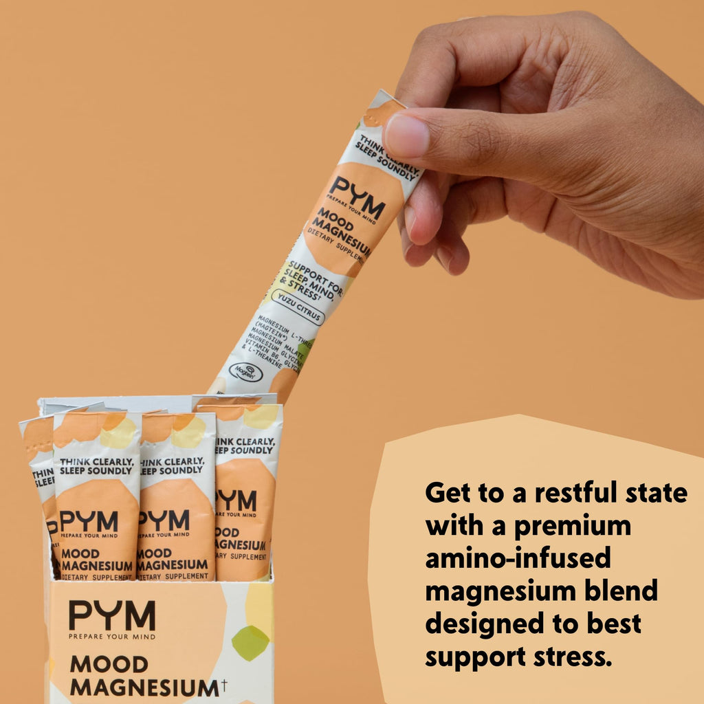 PYM Mood Magnesium Powder Packets (10-Servings) Magnesium Glycinate, L-Threonate & Malate Powder | Aid & Mood Support Supplement for Stress - TrustMedUSA