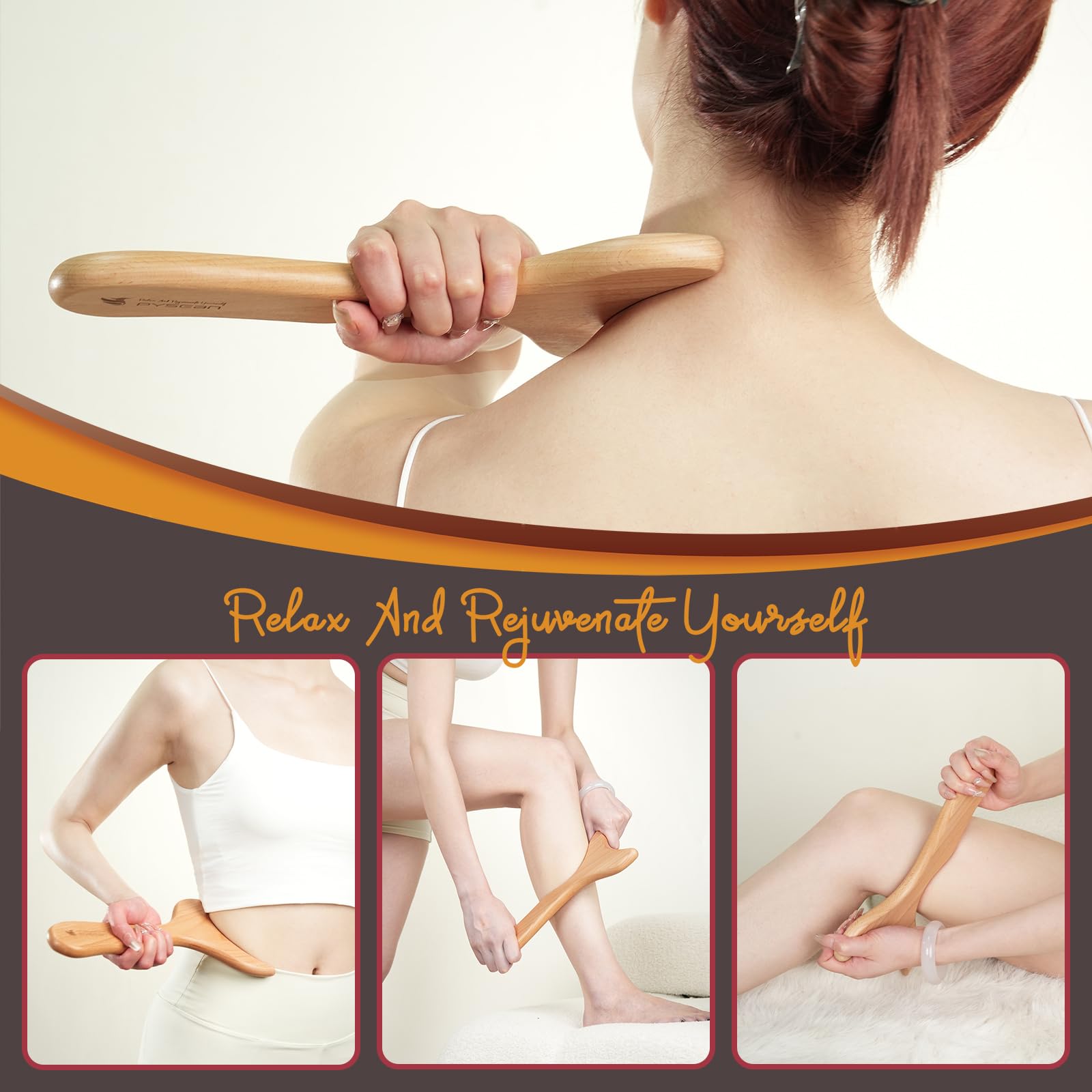 PYSEAN Wood Therapy Massage Tools, Lymphatic Drainage Massager, Pain Relief, Neck, Back, Whole Body Massage Multi-Functional Massager - Maple Wellness Supplements