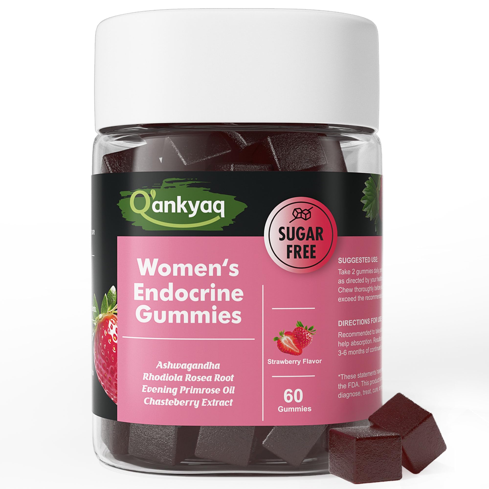Q'ankyaq PMS Support Gummies for Women, Hormone Balance with Evening Primrose Oil, Chasteberry, Vitamins B6 & B12 - Comfort, Bloating, Mood & Energy Support - 60 Gummies - TrustMedUSA
