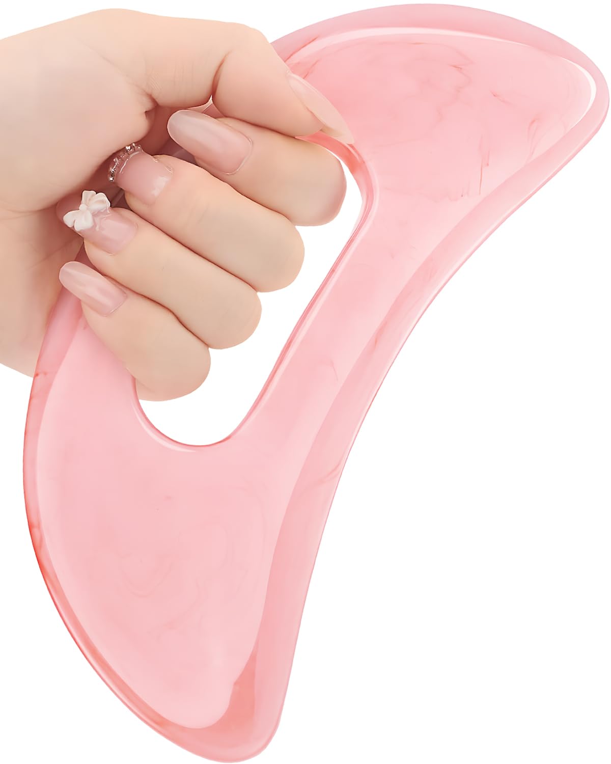 Qiifaiikooii Large Gua Sha Massage Tool for Body Back,Lymphatic Drainage Anti Cellulite,Resin(Pink/7.1In) - Maple Wellness Supplements