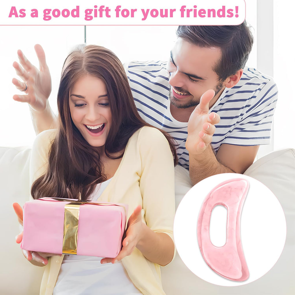Qiifaiikooii Large Gua Sha Massage Tool for Body Back,Lymphatic Drainage Anti Cellulite,Resin(Pink/7.1In) - Maple Wellness Supplements