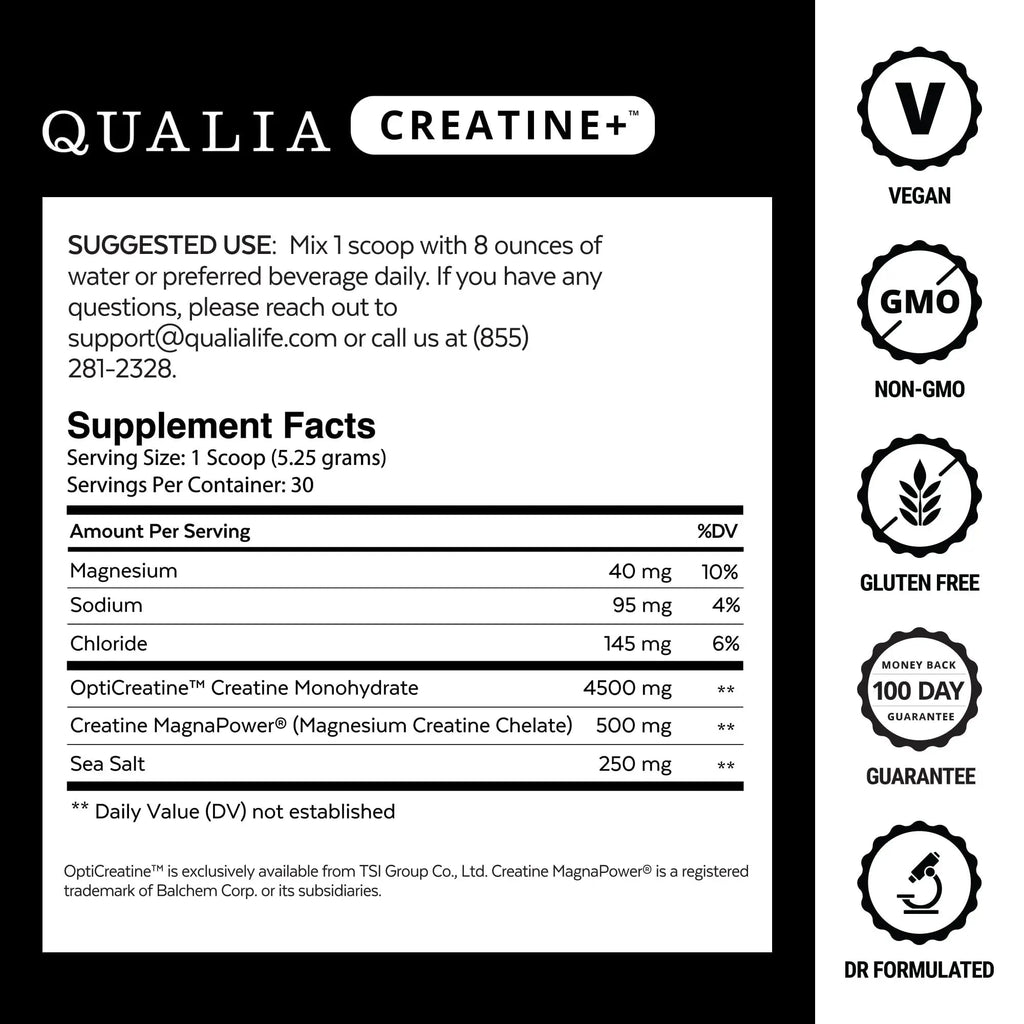 Qualia Creatine | Advanced Creatine Complex | 2 Sources + Magnesium | Optimized Absorption | Muscle Performance, Brain Function, & Healthy Aging (30 Servings) - TrustMedUSA