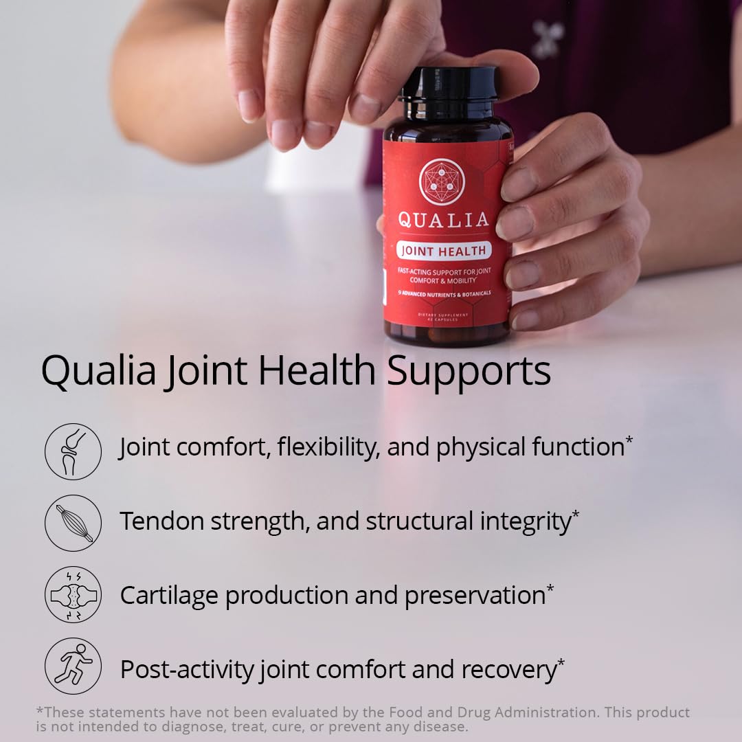 Qualia Joint Health 9 Advanced Joint Health nutrients: denatured Collagen, boswellia, tumeric, Boron, Ginger, L-carnitine. Cartilage Health, Tendon Strength, Healthy Joint Aging (1 Month Supply) - TrustMedUSA