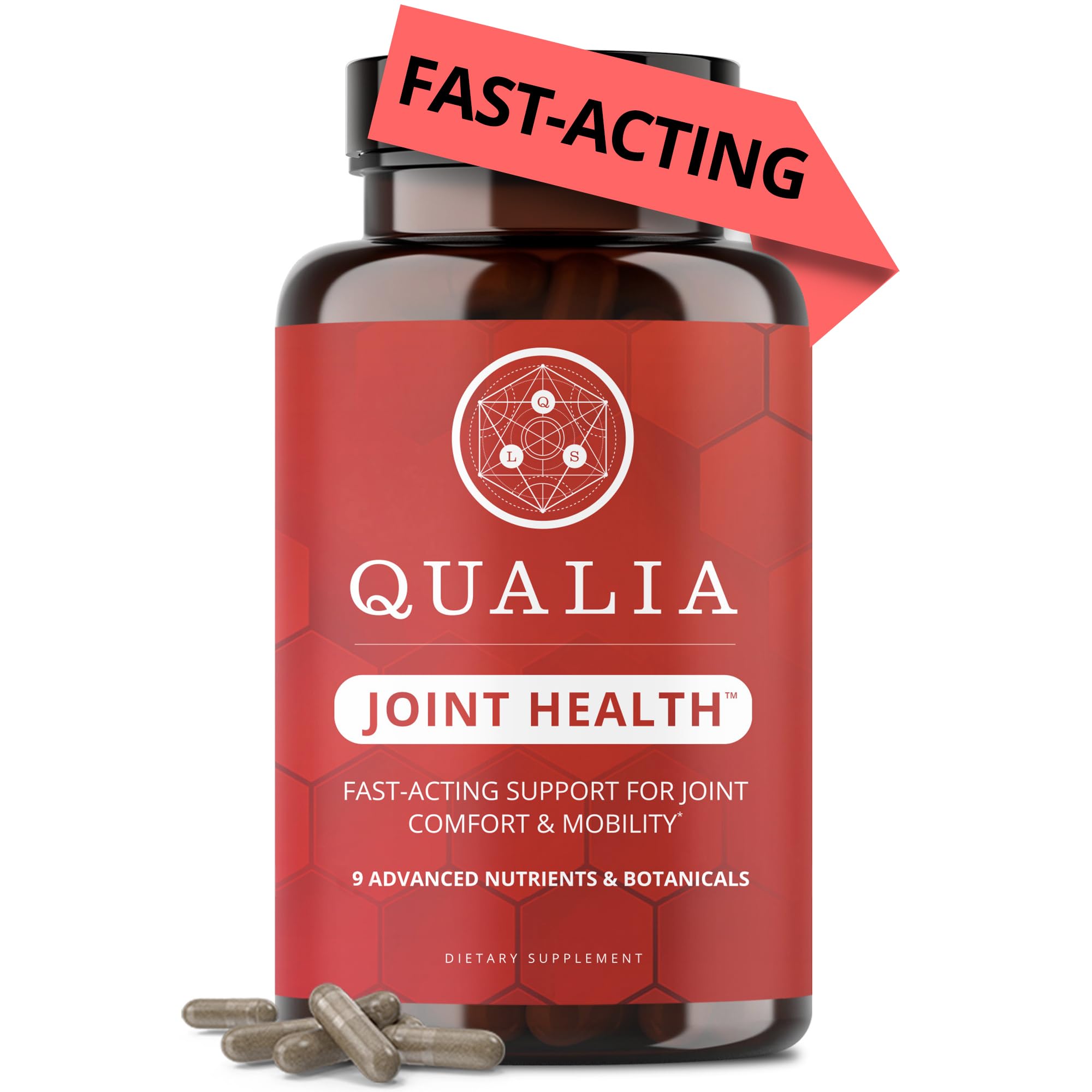 Qualia Joint Health 9 Advanced Joint Health nutrients: denatured Collagen, boswellia, tumeric, Boron, Ginger, L-carnitine. Cartilage Health, Tendon Strength, Healthy Joint Aging (1 Month Supply) - TrustMedUSA