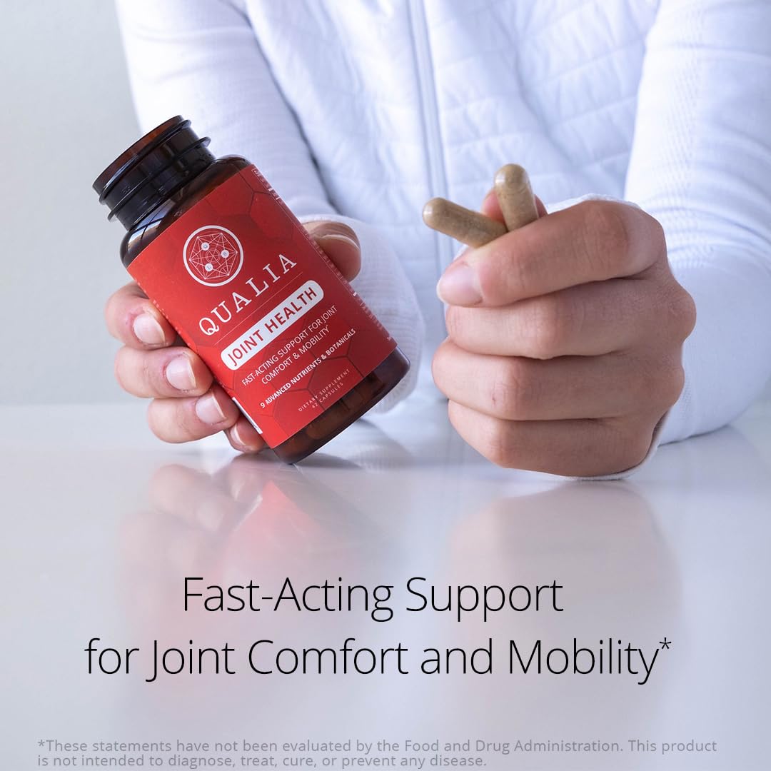Qualia Joint Health 9 Advanced Joint Health nutrients: denatured Collagen, boswellia, tumeric, Boron, Ginger, L-carnitine. Cartilage Health, Tendon Strength, Healthy Joint Aging (1 Month Supply) - TrustMedUSA