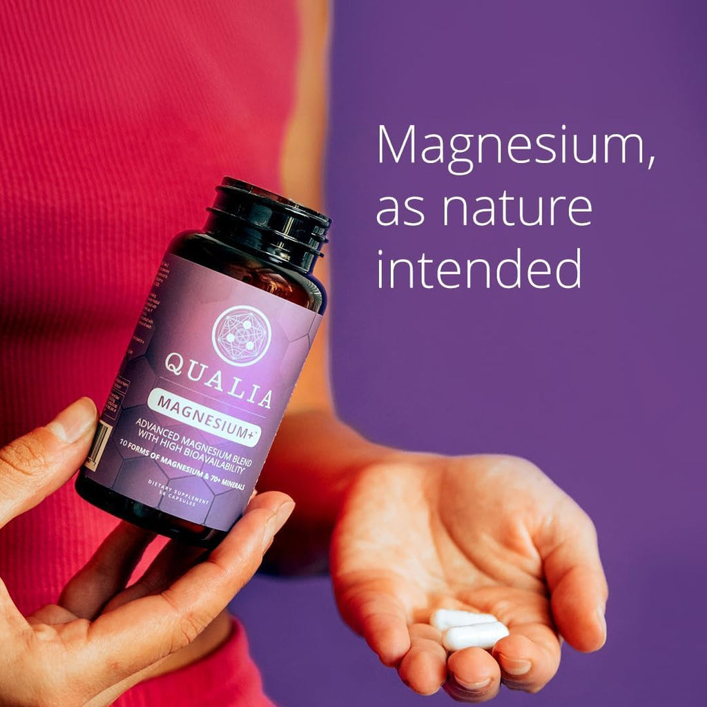 Qualia Magnesium+ | Doctor-Formulated. Premium Formula | High Bioavailability | 10 Forms of Magnesium & 70+ Minerals | Relaxed Mood, restful Sleep - TrustMedUSA