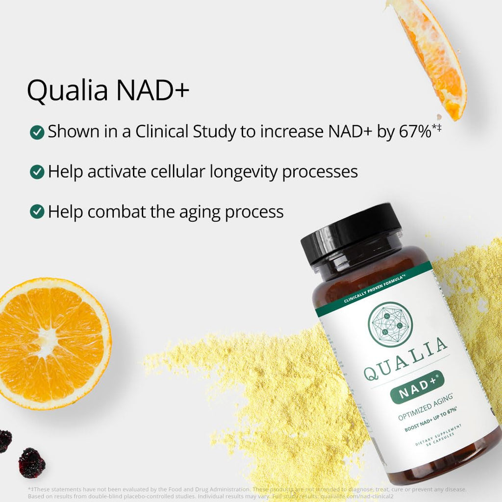 Qualia NAD Supplement — Clinically Proven to Boost NAD+ up to 67%. Optimized Aging, Energy, Focus. Elite Ingredients Nicotinamide Riboside (NIAGEN), Niacin, Niacinamide (1 Month Supply) - Maple Wellness Supplements