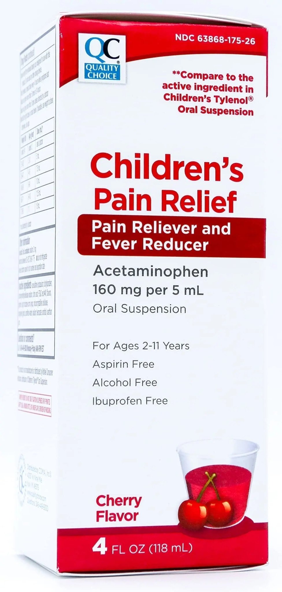 Quality Choice Children's Pain Relief & Fever Reducer for Kids, 4fl oz Acetaminophen 160mg per 5ml, Ibuprofen & Aspirin Free, Liquid Cold and Flu Medicine for Kids, Regular Strength OTC Medication - TrustMedUSA