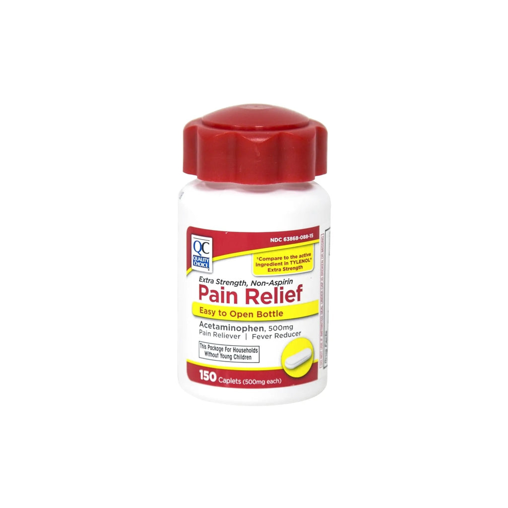 Quality Choice Easy Open Extra Strength Pain Relief, Acetaminophen 500mg Extra Strength, Pain Reliever and Fever Reducer for Headache, Backache, Toothache and Muscle Aches, 150 Count Bottle. - TrustMedUSA