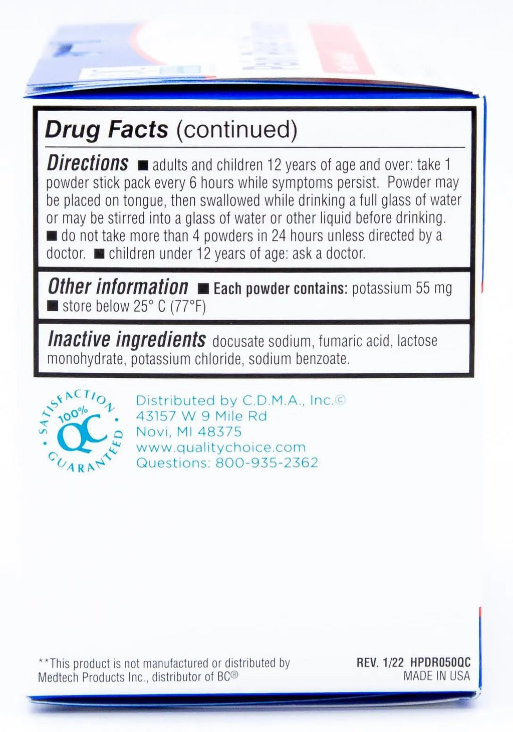 Quality Choice Fast Pain Relief Powder, Contains 50 Powder Packets for Rapid Pain Relief. Contains Aspirin & Caffiene - TrustMedUSA