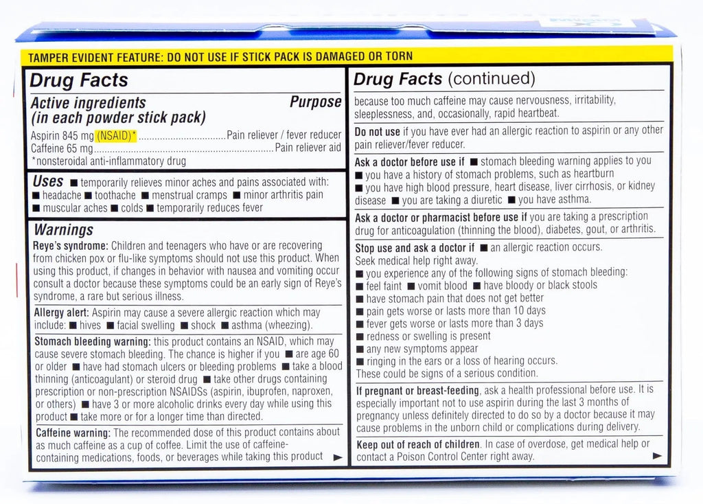 Quality Choice Fast Pain Relief Powder, Contains 50 Powder Packets for Rapid Pain Relief. Contains Aspirin & Caffiene - TrustMedUSA