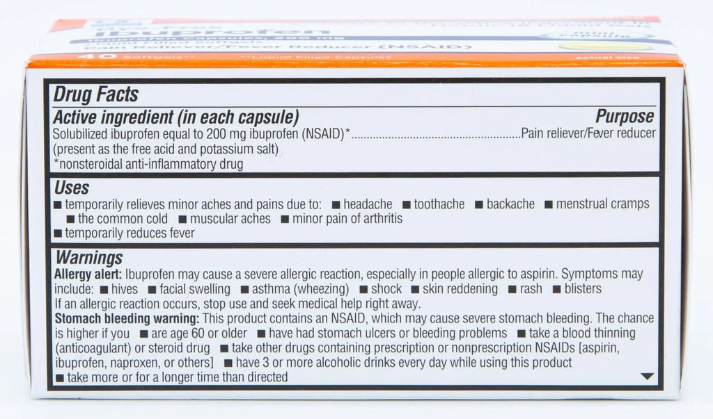 Quality Choice Ibuprofen 200 mg Liquid Gels 40 Count Easy to Swallow Pain Reliever and Fever Reducer for Headache Toothache Backache Menstrual Cramps Muscle Aches Minor and Pain - TrustMedUSA